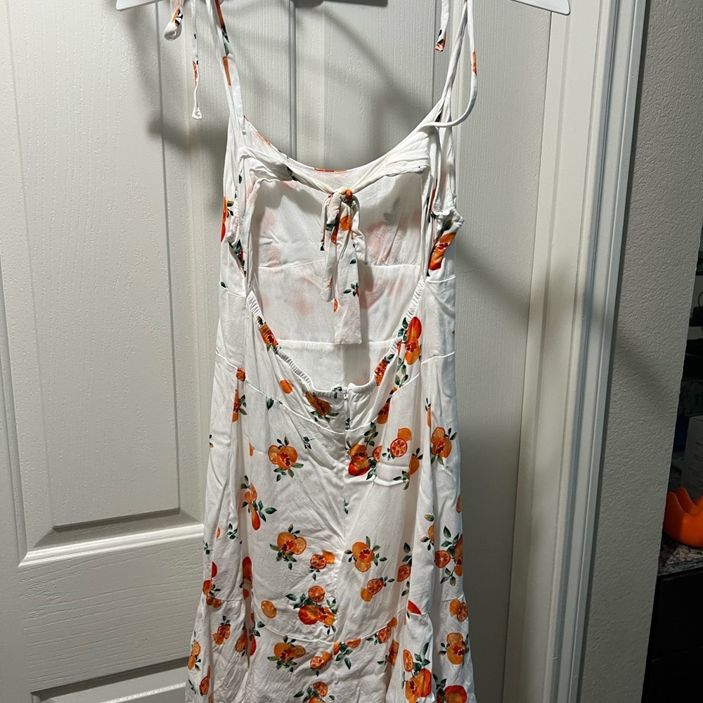 Wild Fable White Floral Dress with Orange Accents